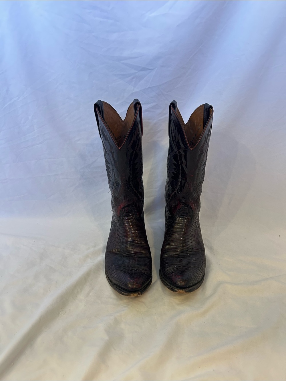 Lucchese 2000 Vintage Men’s Exotic Lizard Cherry Red Cowboy Boots Sz 10.5